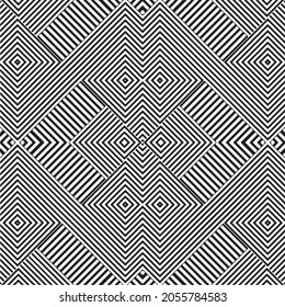 Fondo de patrón transparente vectorial geométrico en blanco y negro, interminable Monocromo moderno, óptico, zigzag, diseño artístico de líneas de banda,