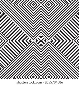 Fondo de patrón transparente vectorial geométrico en blanco y negro, interminable Monocromo moderno, óptico, zigzag, diseño artístico de líneas de banda,
