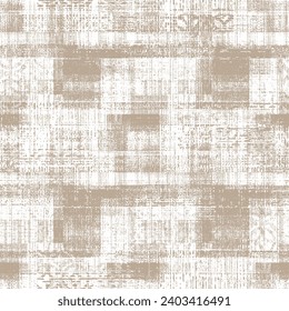 Vector geometric vector bleeding madras beige white linen textures seamless pattern design striped textured. jacquard weave or print  design