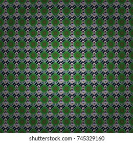 Vector geometric blue, black and green flat seamless pattern.