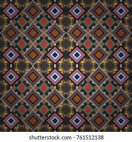 Vector geometric blue, gray and brown seamless background.