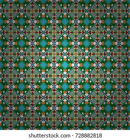 Vector geometric blue, orange and green seamless background.