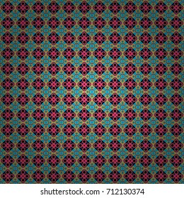 Vector geometric blue, pink and green seamless background.