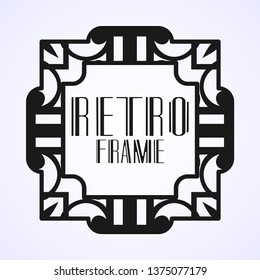 Vector geometric border and frame in modern art deco style. Rectangle vector abstract element for design of badge, logo, label, invitation and packaging of luxury products. Vintage luxury background