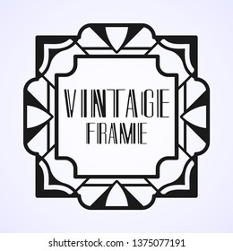 Vector geometric border and frame in modern art deco style. Rectangle vector abstract element for design of badge, logo, label, invitation and packaging of luxury products. Vintage luxury background