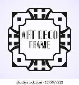 Vector geometric border and frame in modern art deco style. Rectangle vector abstract element for design of badge, logo, label, invitation and packaging of luxury products. Vintage luxury background