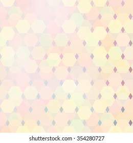 Vector geometric bright lit pattern with polygonal elements and blur on the background