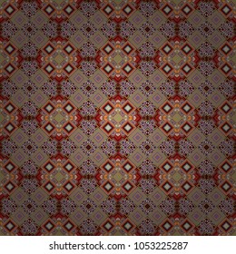 Vector geometric brown, beige and purple seamless background.