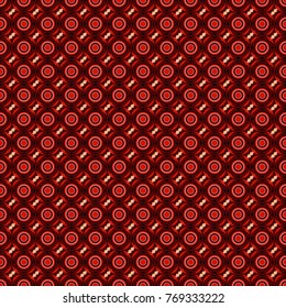 Vector geometric brown, black and red flat seamless pattern.