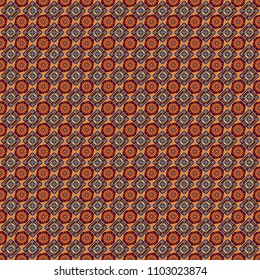 Vector geometric brown, orange and black flat seamless pattern.