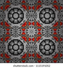 Vector geometric brown, pink and gray flat seamless pattern.