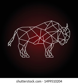 Vector geometric buffalo print. Polygonal bull illustration. 