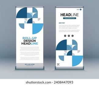 Presentación de plantillas de banner de diseño estándar para el despliegue de la empresa geométrica vectorial y pancarta de x geométrica de folleto. Azul