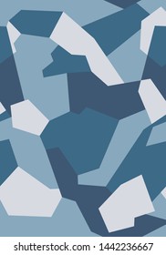 Vector geometric camo background with monochrome blue marine texture.