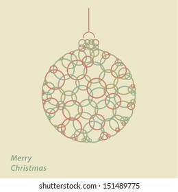 Vector geometric Christmas ball. Modern Christmas greeting card. Clean geometric shapes.
