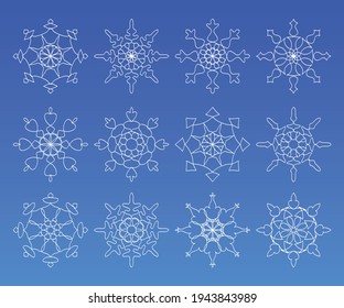 copos de nieve azules vectoriales de navidad geométrica. para abrir el Navegador.
