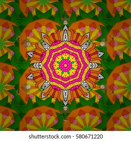 Vector geometric circle elements. Colored Mandala. Spiritual and ritual symbol of Islam, Arabic, Indian religions. Oriental motifs. Round Ornament Pattern on a background.