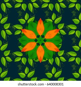 Vector geometric circle elements. Colored Mandala. Oriental motifs. Round Ornament Pattern on a blue background. Spiritual and ritual symbol of Islam, Arabic, Indian religions.