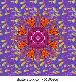 Vector geometric circle elements. Oriental motifs. Spiritual and ritual symbol of Islam, Arabic, Indian religions. Round Ornament Pattern on a background. Colored Mandala.