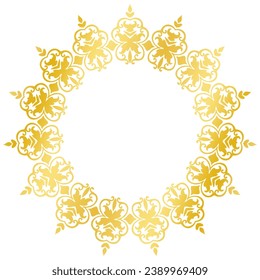 Vector geometric circular frame decorated in gold - invitation card - congratulations.