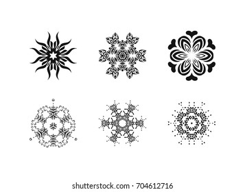 Vector geometric circular ornament set. Doodle art for coloring book. Round geometric ornaments set. Vector set mandalas. 