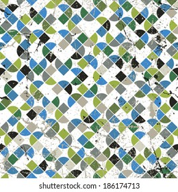 Vector geometric colorful abstract seamless pattern, worn summer canvas.