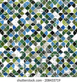 Vector geometric colorful abstract seamless pattern, tattered summer canvas.