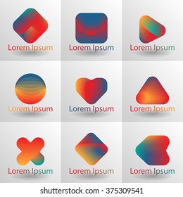 vector geometric colorful logo design set