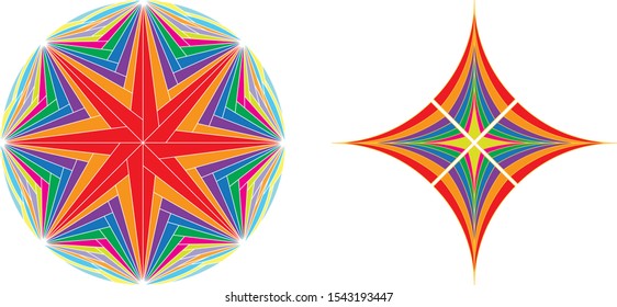Vector geometric colorful rounded Circle & Star Design.  