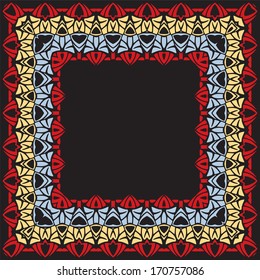 Vector geometric colorful square frame. Decorative element for invitations and cards.