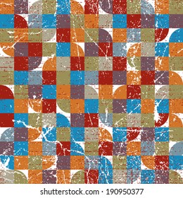 Vector geometric colorful textile abstract seamless pattern, jolly carpet tiles.