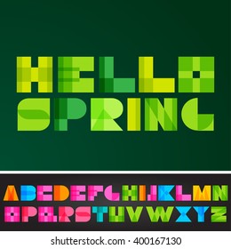 Vector geometric colorized shapes alphabet letters. Polygonal style.