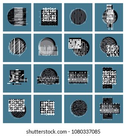 Vector geometric compositions set, abstract graphic arts collection.