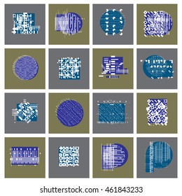 Vector geometric compositions set, abstract graphic arts collection.