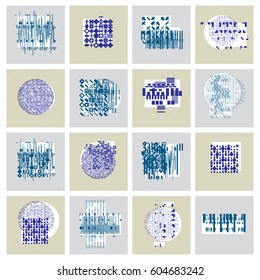 Vector geometric compositions set, abstract graphic arts collection.