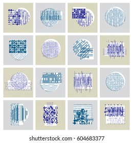 Vector geometric compositions set, abstract graphic arts collection.