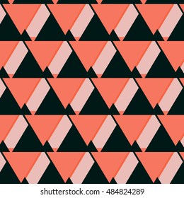 Vector geometric coral dark background. Mosaic. Abstract vector Illustration. Triangle pattern geometric texture. Simple print decoration