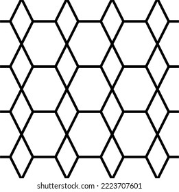 Vector geometric cubes pattern black and white , seamless background.