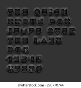 Vector geometric cutout black font. High quality design elements