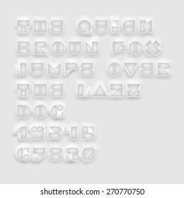 Vector geometric cutout white font. High quality design elements