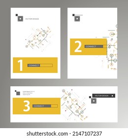 Vector geometric data design. Circles dots lines connecting in abstract pattern. Modern minimal style. Cover brochure concept