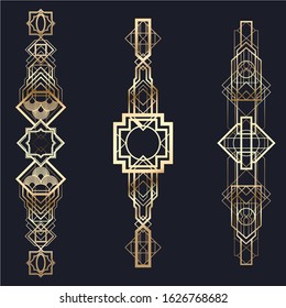 Vector geometric decorative elements for decoration in art deco, retro style. EPS10.