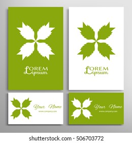 Vector geometric design element for logo, icon, label, emblem. Business cards set with mandala round ethnic motif. Isolated floral pattern, stylized lotus flower, ornamental sign symbol