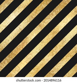 Vector Geometric Diagonal Striped Golden Seamless Pattern. Shiny gold foil patina repeat texture with black lines. Abstract stripes modern luxury metal print for digital paper, background, wallpaper.