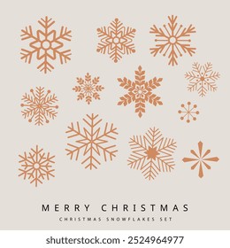 vector geometric elegant christmas snow flakes set