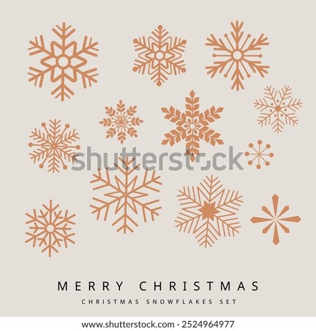 vector geometric elegant christmas snow flakes set