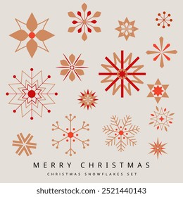 vector geometric elegant christmas snowflakes set