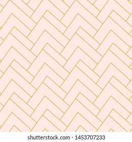 Vector geometric elegant seamless pattern, gold and pale pink minimal ornament, mono line grid, modern abstract linear simple vector background. Modern fashion, wallpaper texture, retro style.
