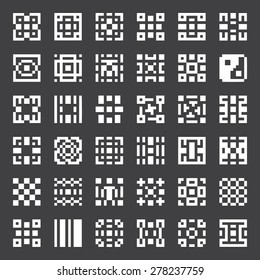 Vector geometric elements, pixel art collection, minimalism symbol, abstract pattern for design logo, cards, backgrounds, etc