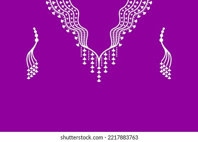 Vector - Geometric Ethnic Oriental Of Necklace, Collar, Earring, Pendant. White And Purple Color. Can Be Use For Fashion, Fabric, Handcraft, Clothing, Jewelry, Gems.